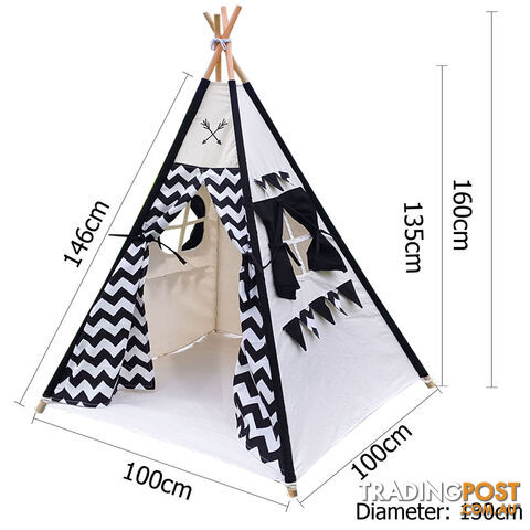 4 Poles Teepee Tent w/ Storage Bag Black - photo 2 of 8