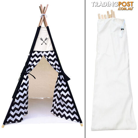 4 Poles Teepee Tent w/ Storage Bag Black - photo 3 of 8