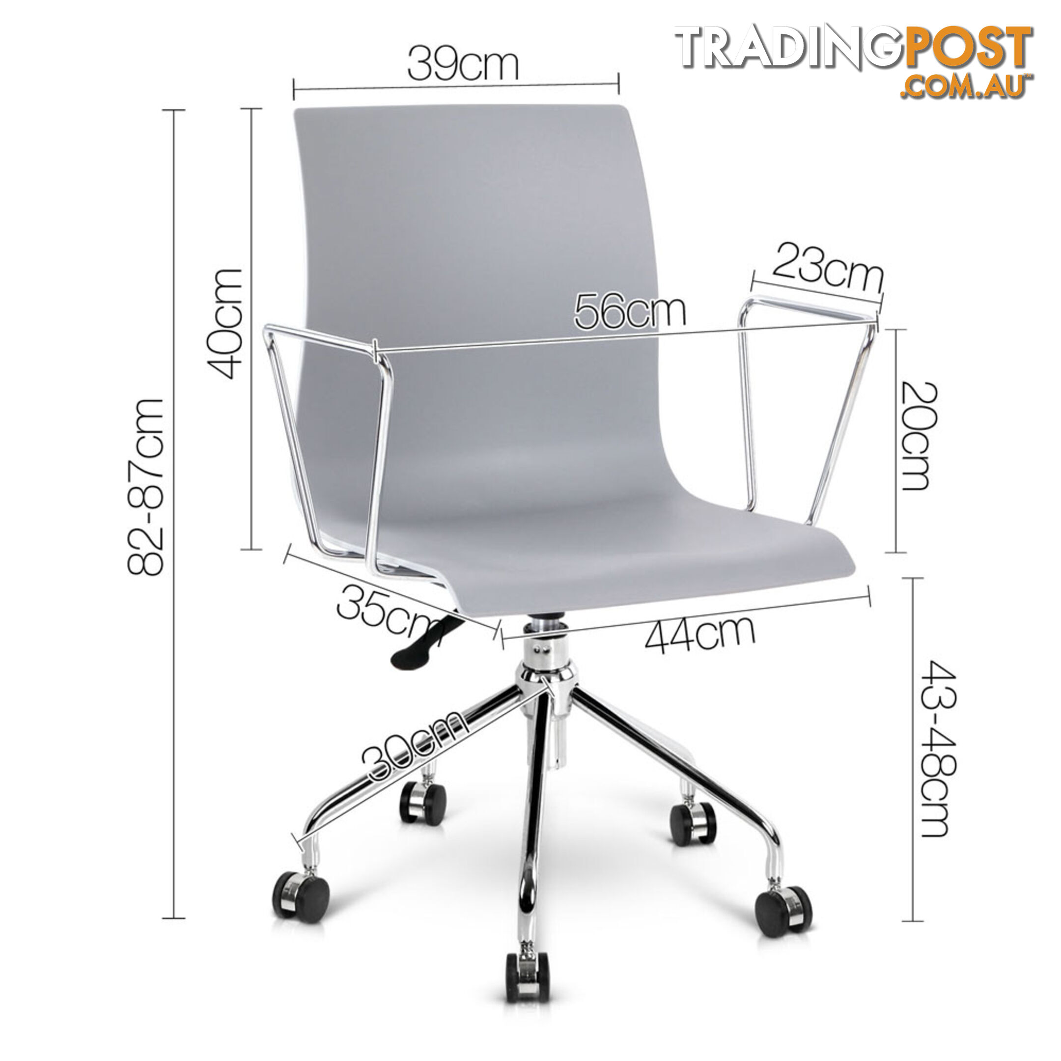 Modern Office Chair with Armrests Grey