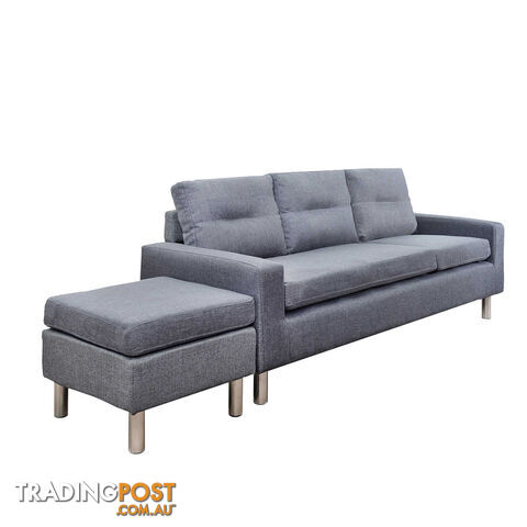 4 Seater Linen Fabric Sofa Couch w/ ottoman Grey