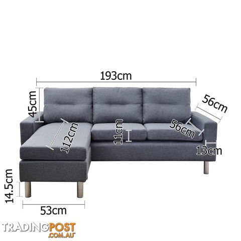 4 Seater Linen Fabric Sofa Couch w/ ottoman Grey