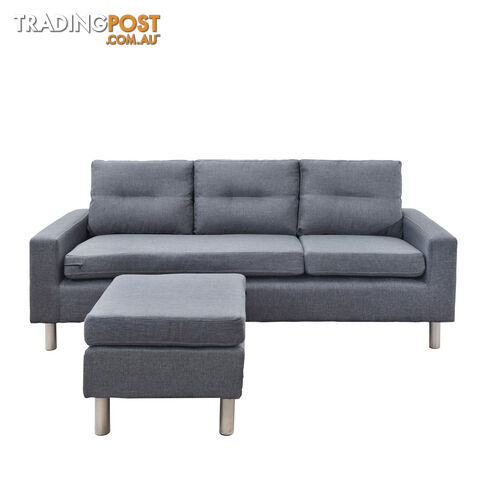 4 Seater Linen Fabric Sofa Couch w/ ottoman Grey