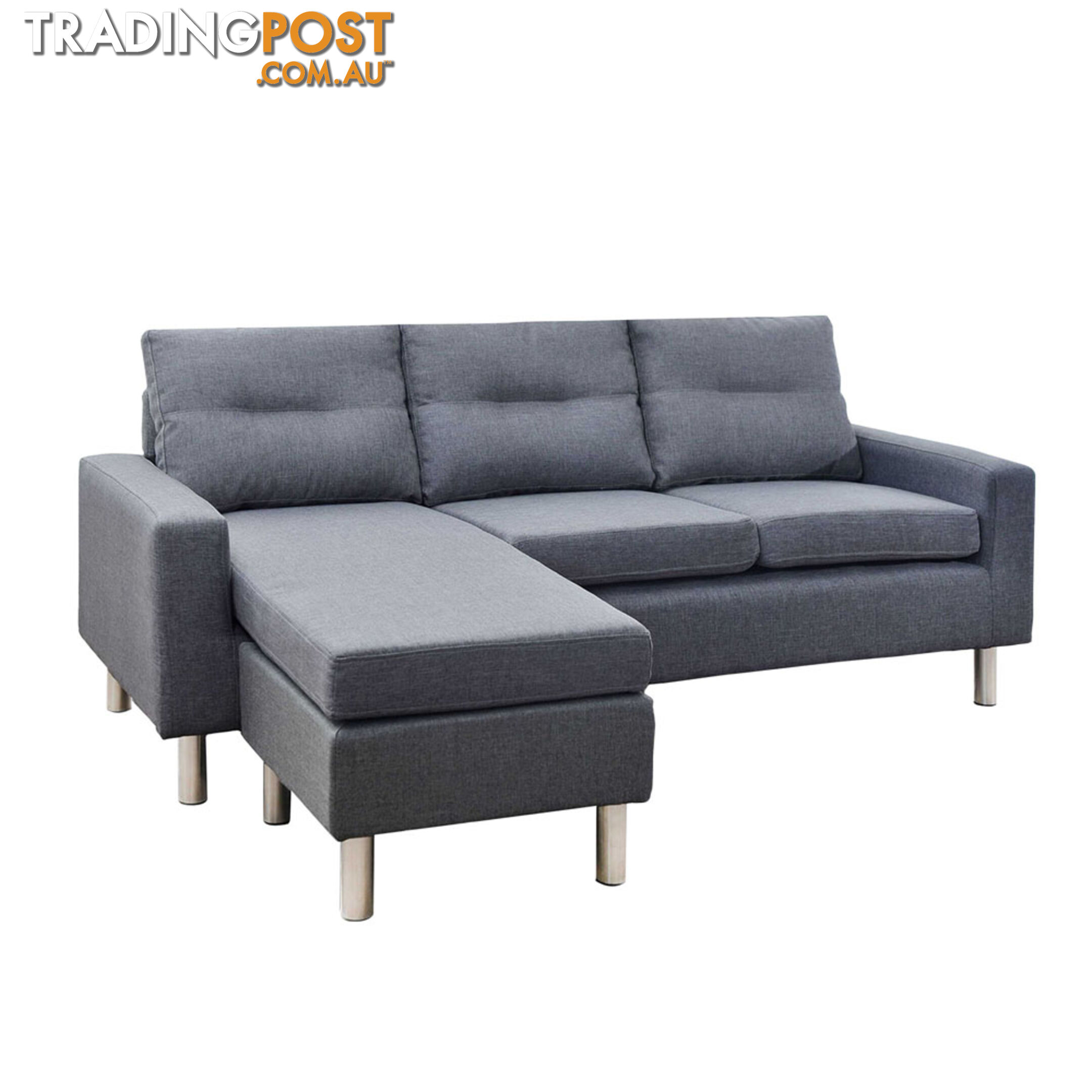 4 Seater Linen Fabric Sofa Couch w/ ottoman Grey