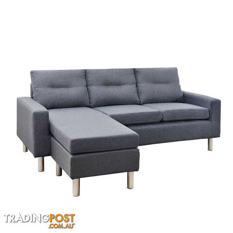 4 Seater Linen Fabric Sofa Couch w/ ottoman Grey