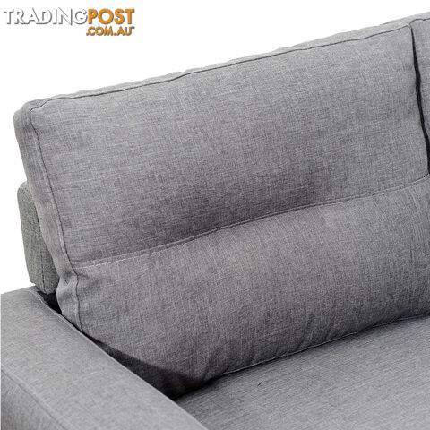 4 Seater Linen Fabric Sofa Couch w/ ottoman Grey