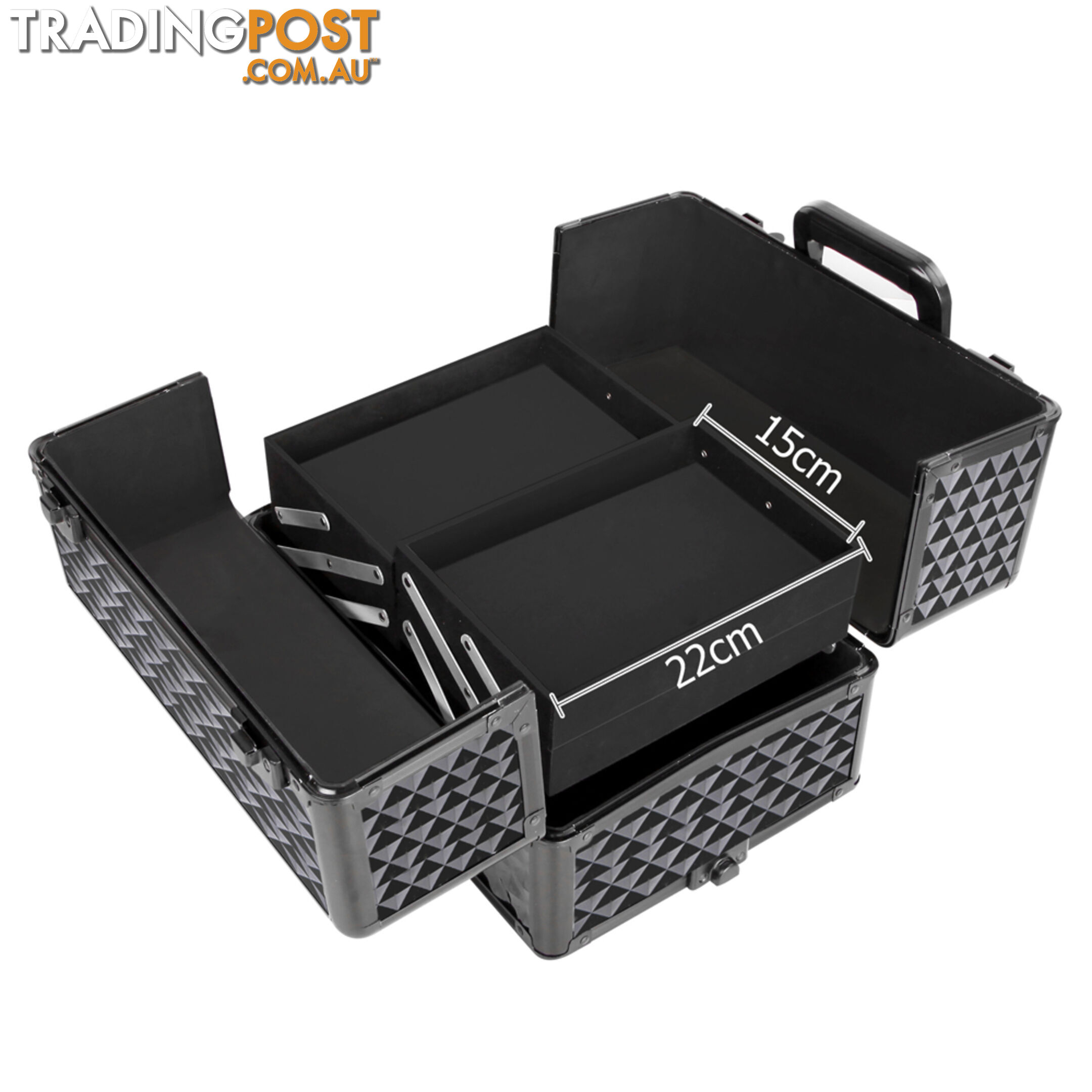 7 in 1 Portable Beauty Make up Cosmetic Trolley Case Diamond Black