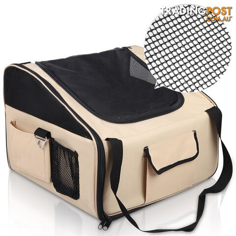 Pet Dog Cat Car Seat Carrier Travel Bag Small Beige