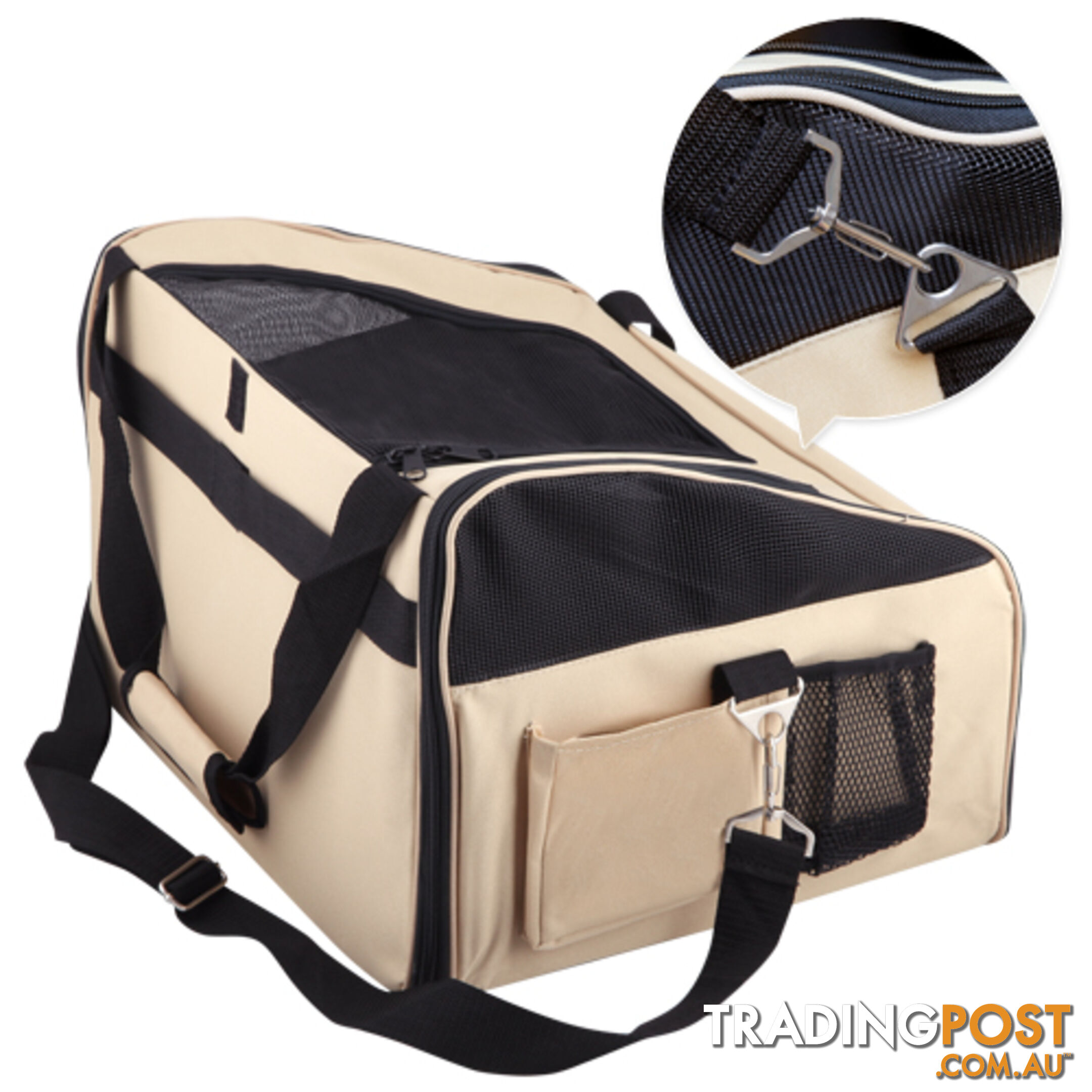 Pet Dog Cat Car Seat Carrier Travel Bag Small Beige