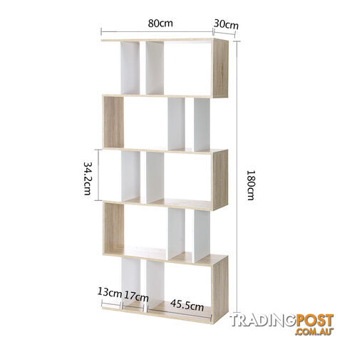 5 Tier Display/Book/Storage Shelf Unit White Brown