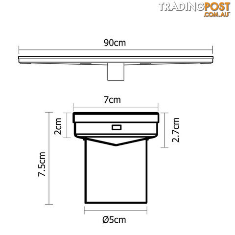 Tile Insert Stainless Steel Shower Grate Drain Floor Bathroom 900mm - photo 2 of 8