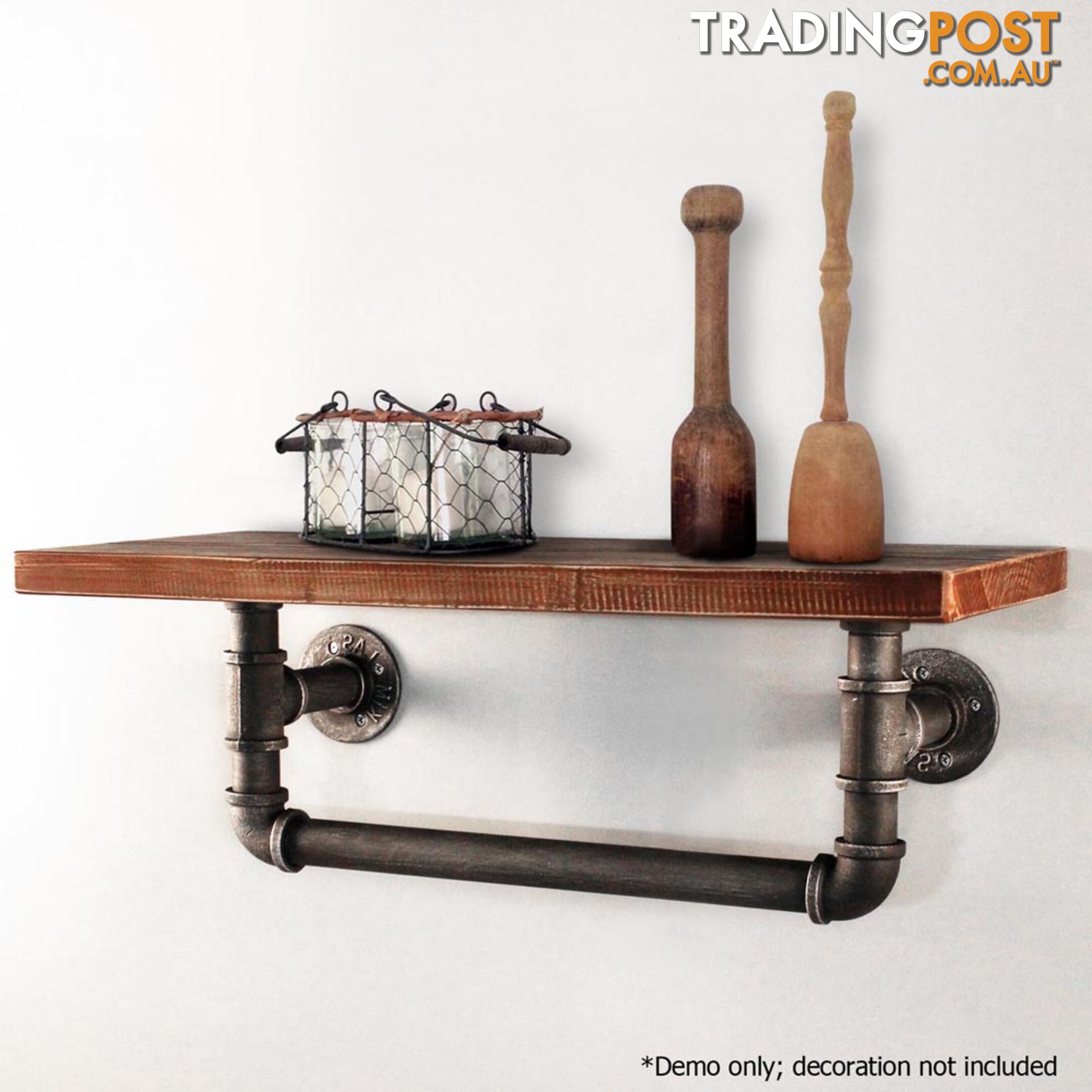 Rustic Industrial DIY Floating Pipe Shelf