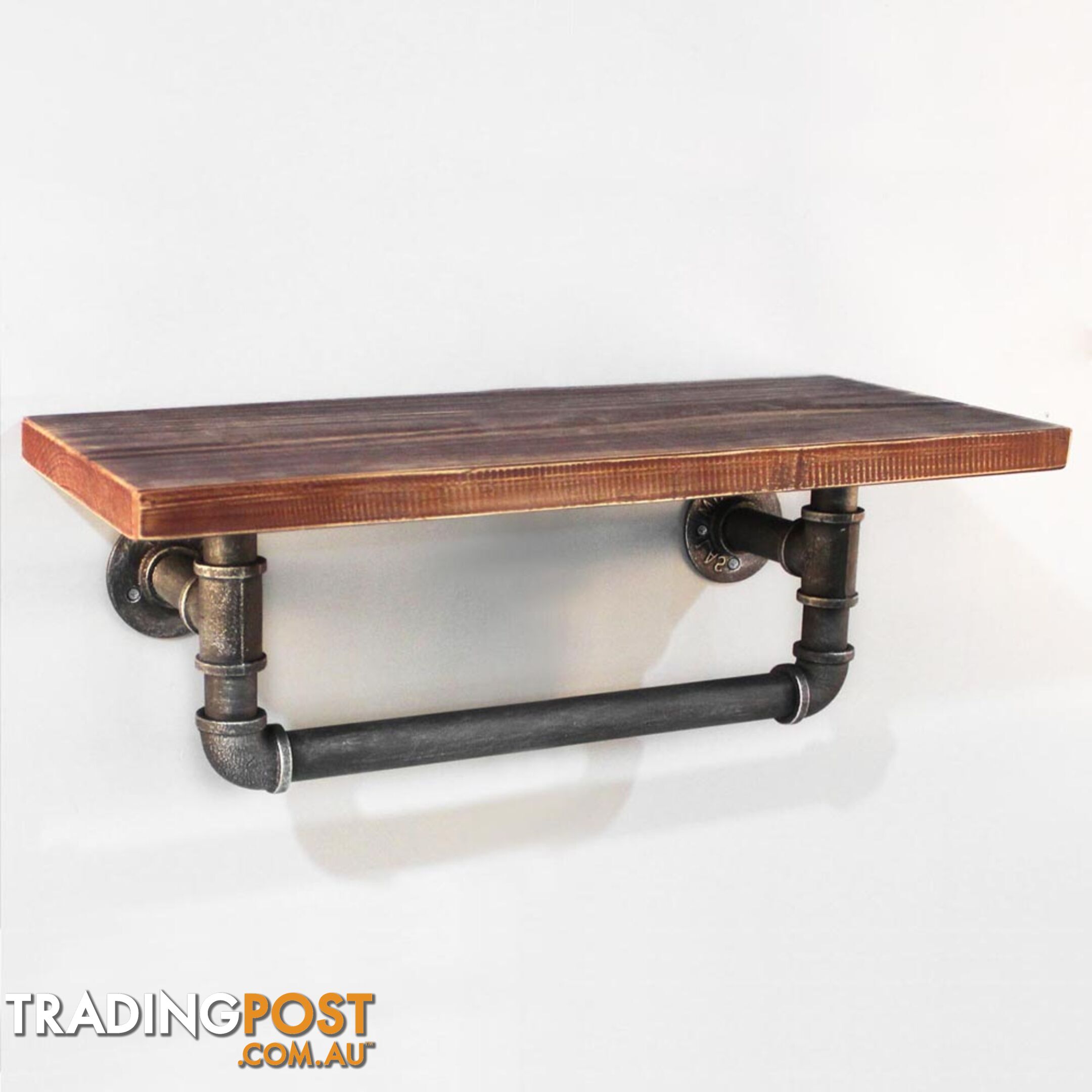 Rustic Industrial DIY Floating Pipe Shelf