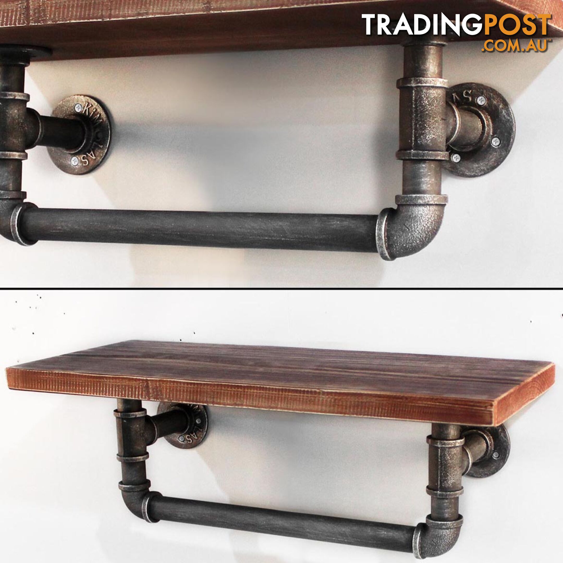 Rustic Industrial DIY Floating Pipe Shelf