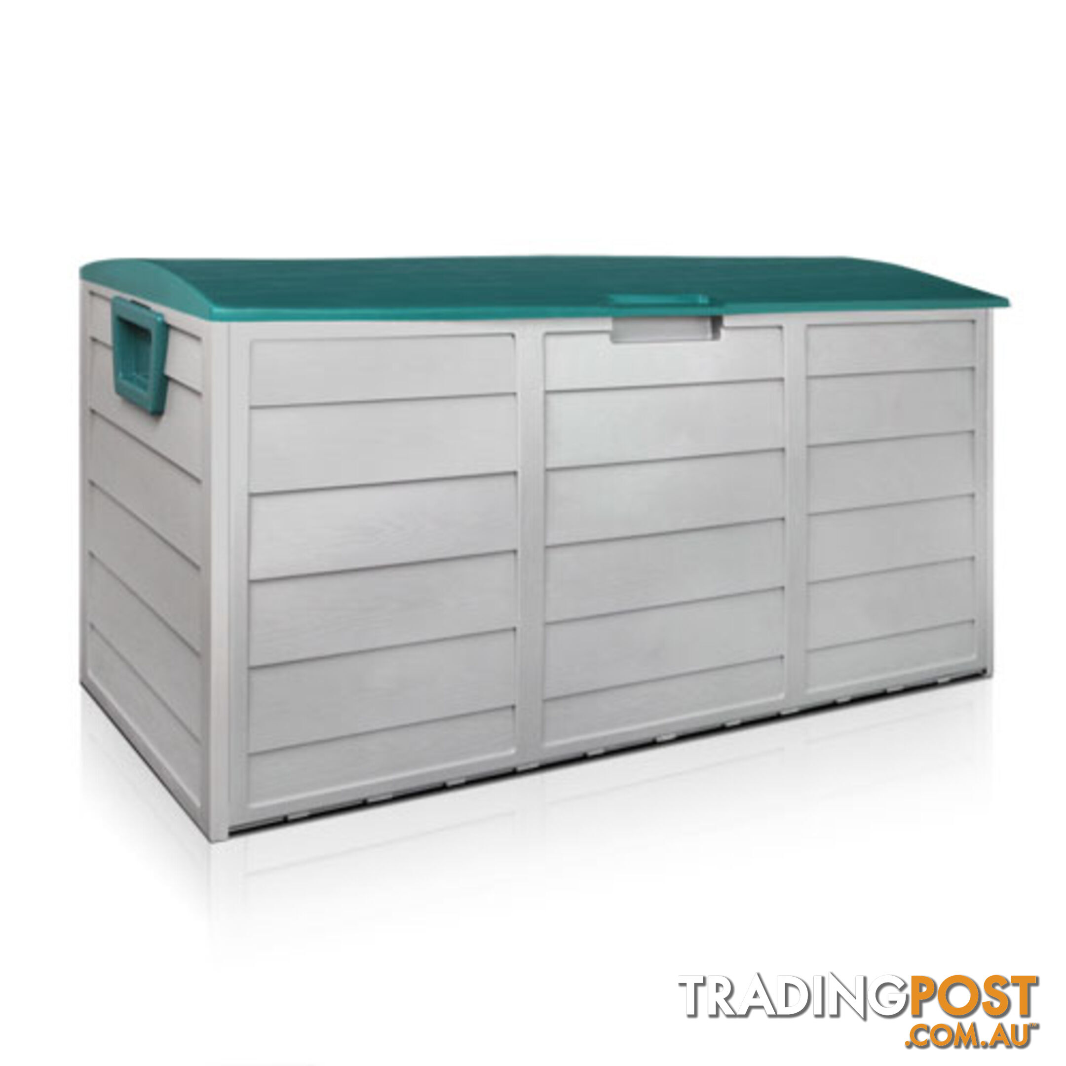 290L Plastic Outdoor Storage Box Container Weatherproof Grey Green