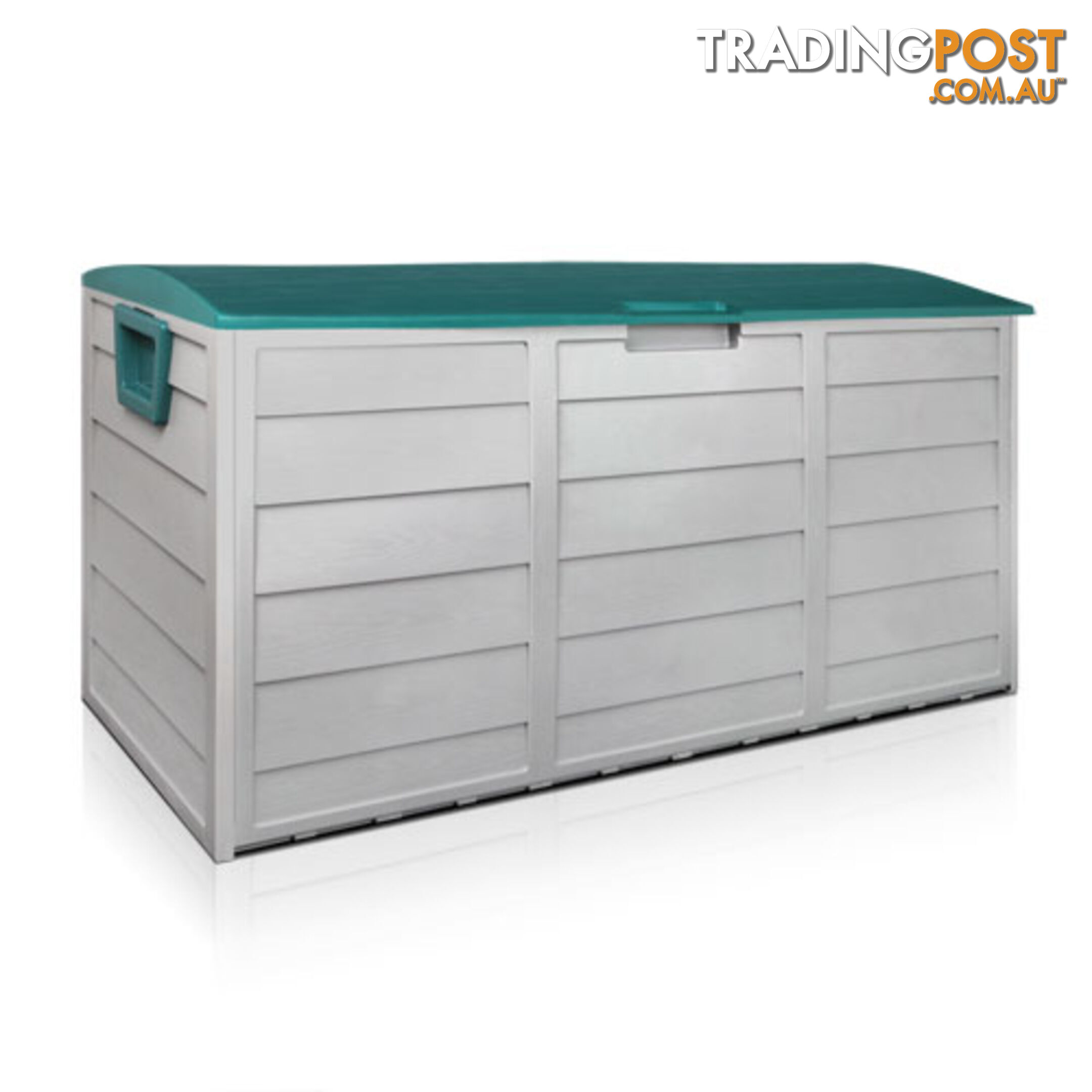 290L Plastic Outdoor Storage Box Container Weatherproof Grey Green