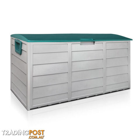 290L Plastic Outdoor Storage Box Container Weatherproof Grey Green