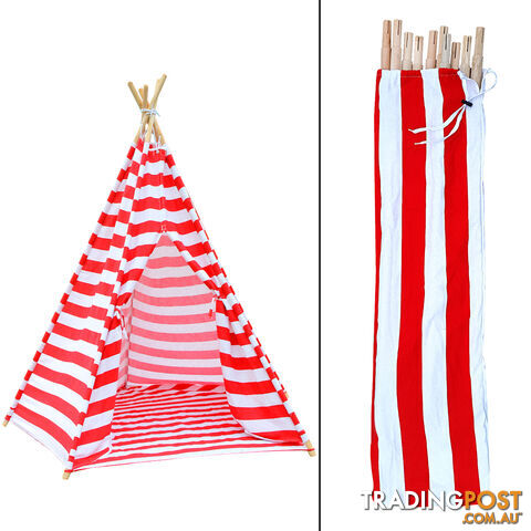 5 Poles Teepee Tent w/ Storage Bag Red - photo 3 of 8