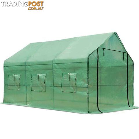 Greenhouse with Green PE Cover - 3.5M x 2M