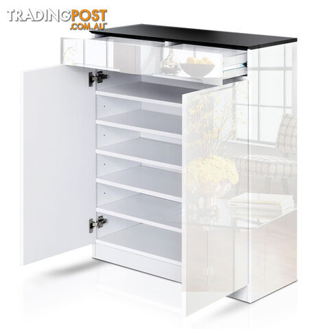 High Gloss Shoe Cabinet Rack Black / White