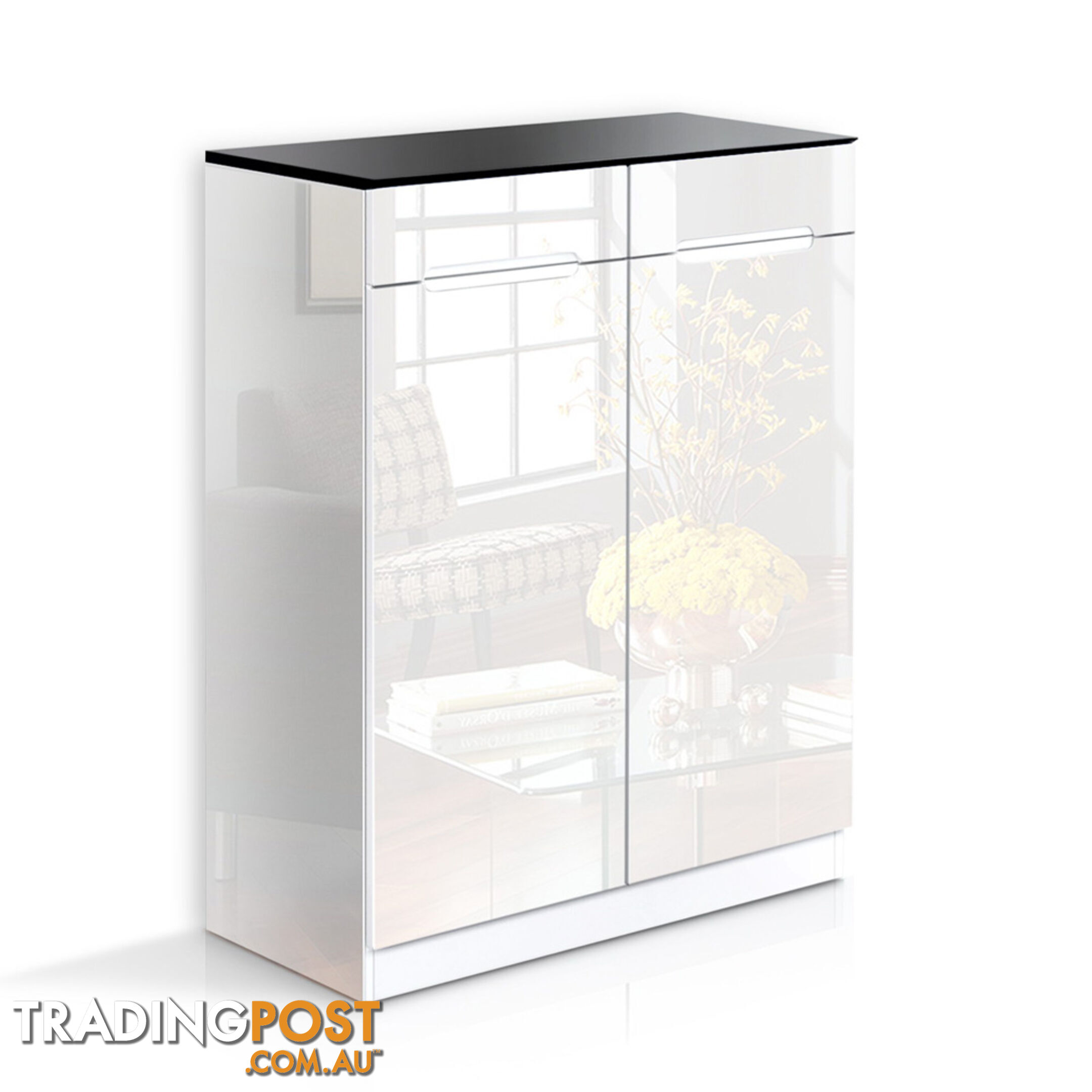 High Gloss Shoe Cabinet Rack Black / White