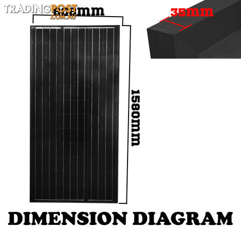 12V 220W Black Solar Panel Kit Caravan Camping Power Battery Charging