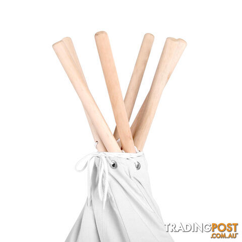 White Kids 6 Pole Teepee Canvas Tent