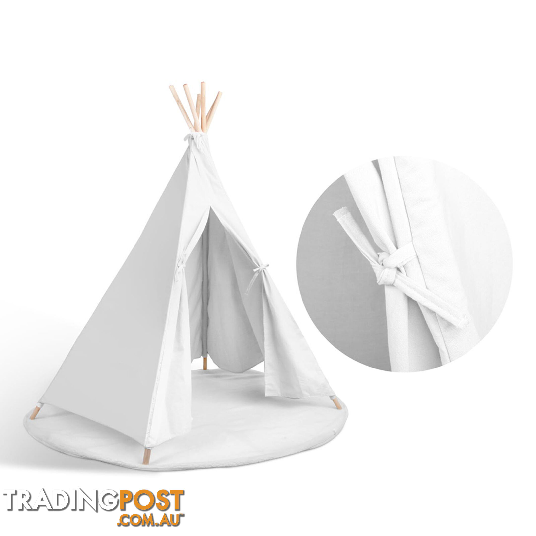 White Kids 6 Pole Teepee Canvas Tent