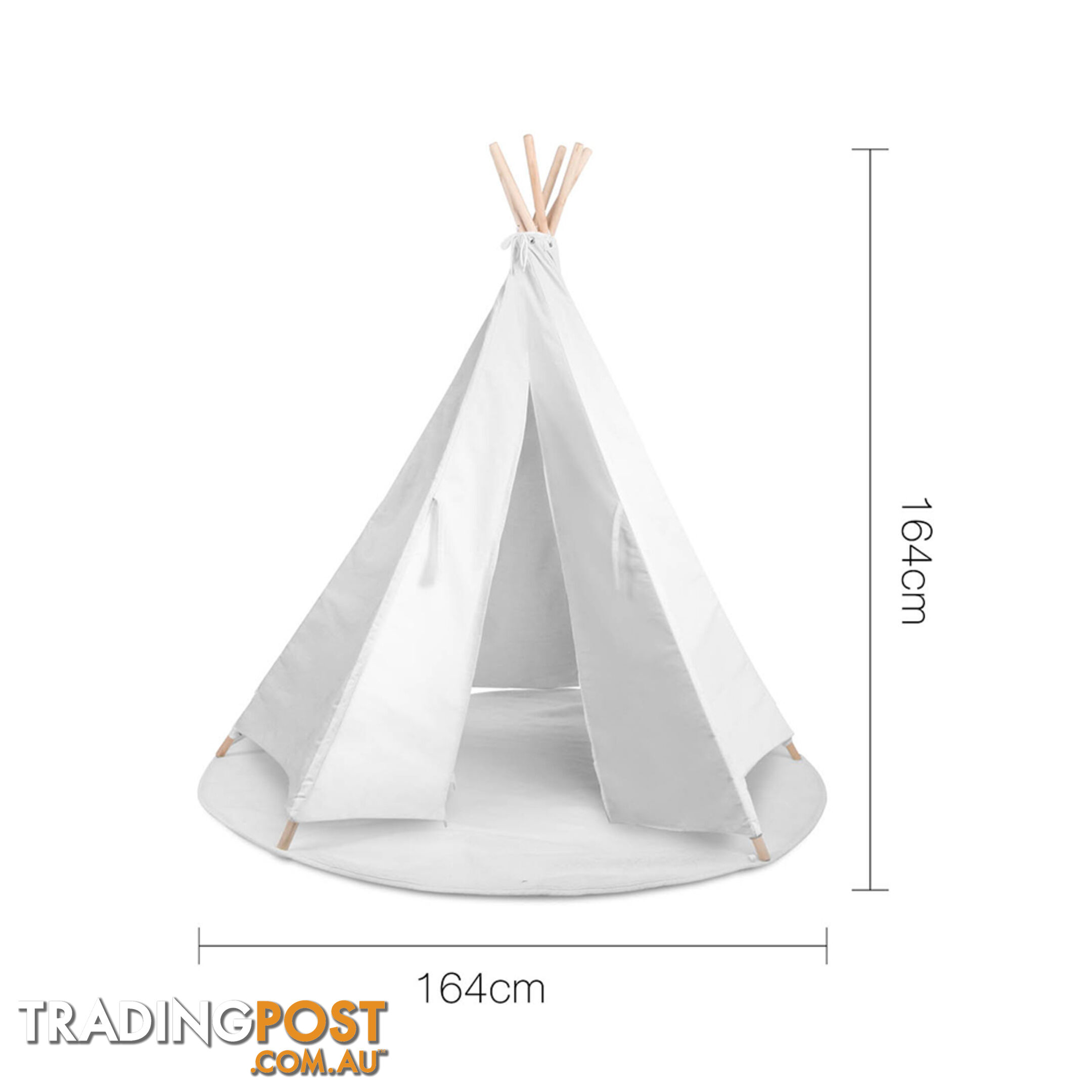 White Kids 6 Pole Teepee Canvas Tent