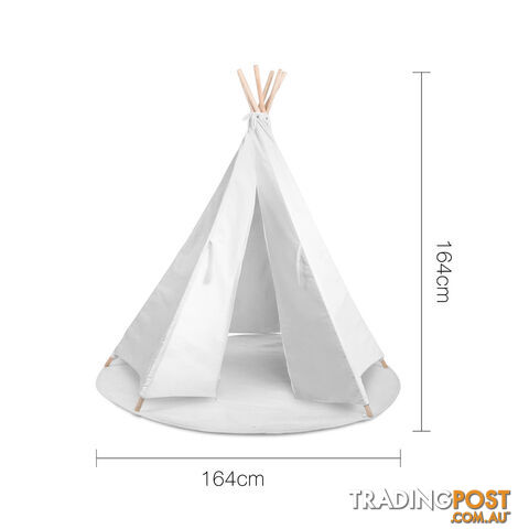 White Kids 6 Pole Teepee Canvas Tent