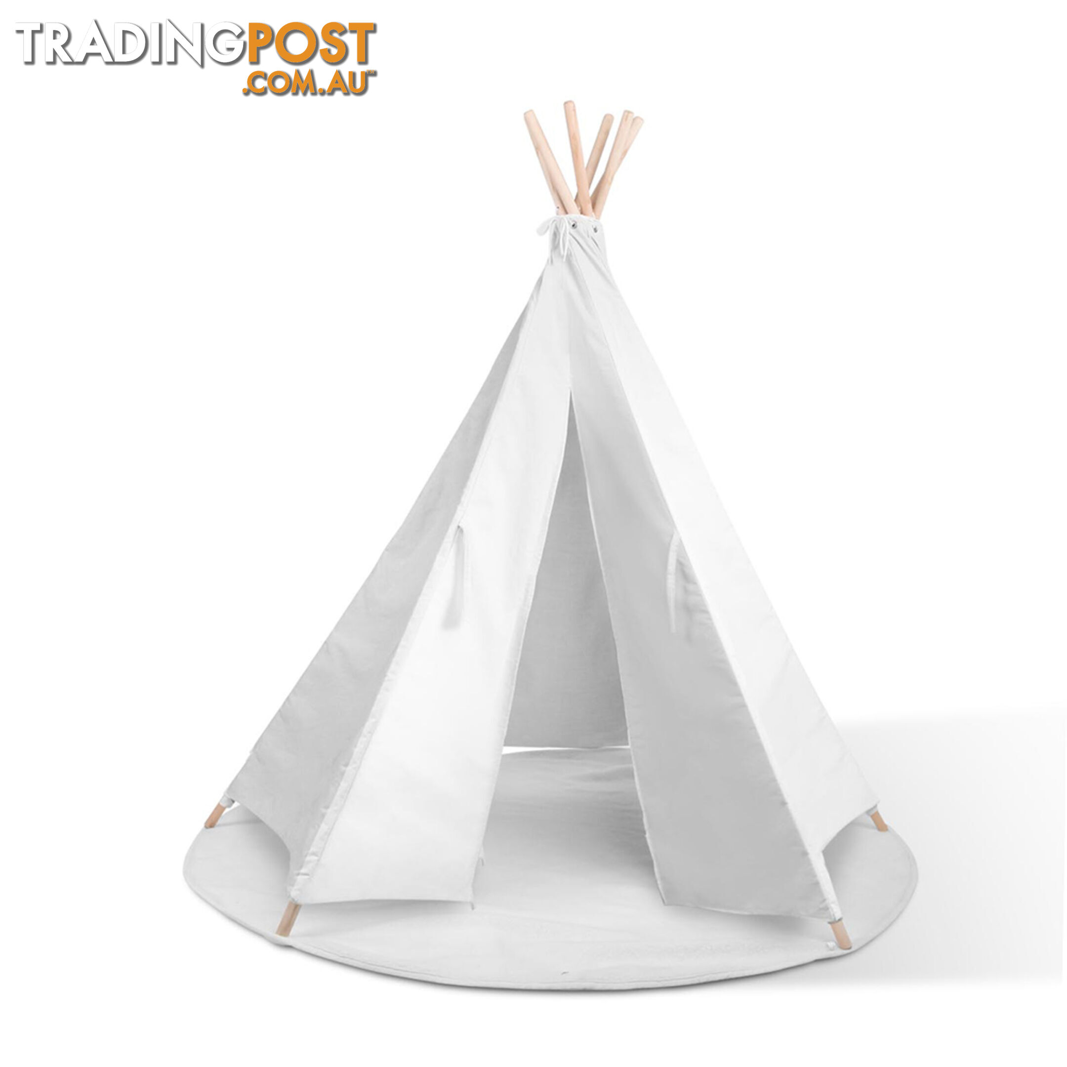 White Kids 6 Pole Teepee Canvas Tent