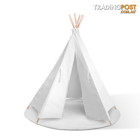 White Kids 6 Pole Teepee Canvas Tent