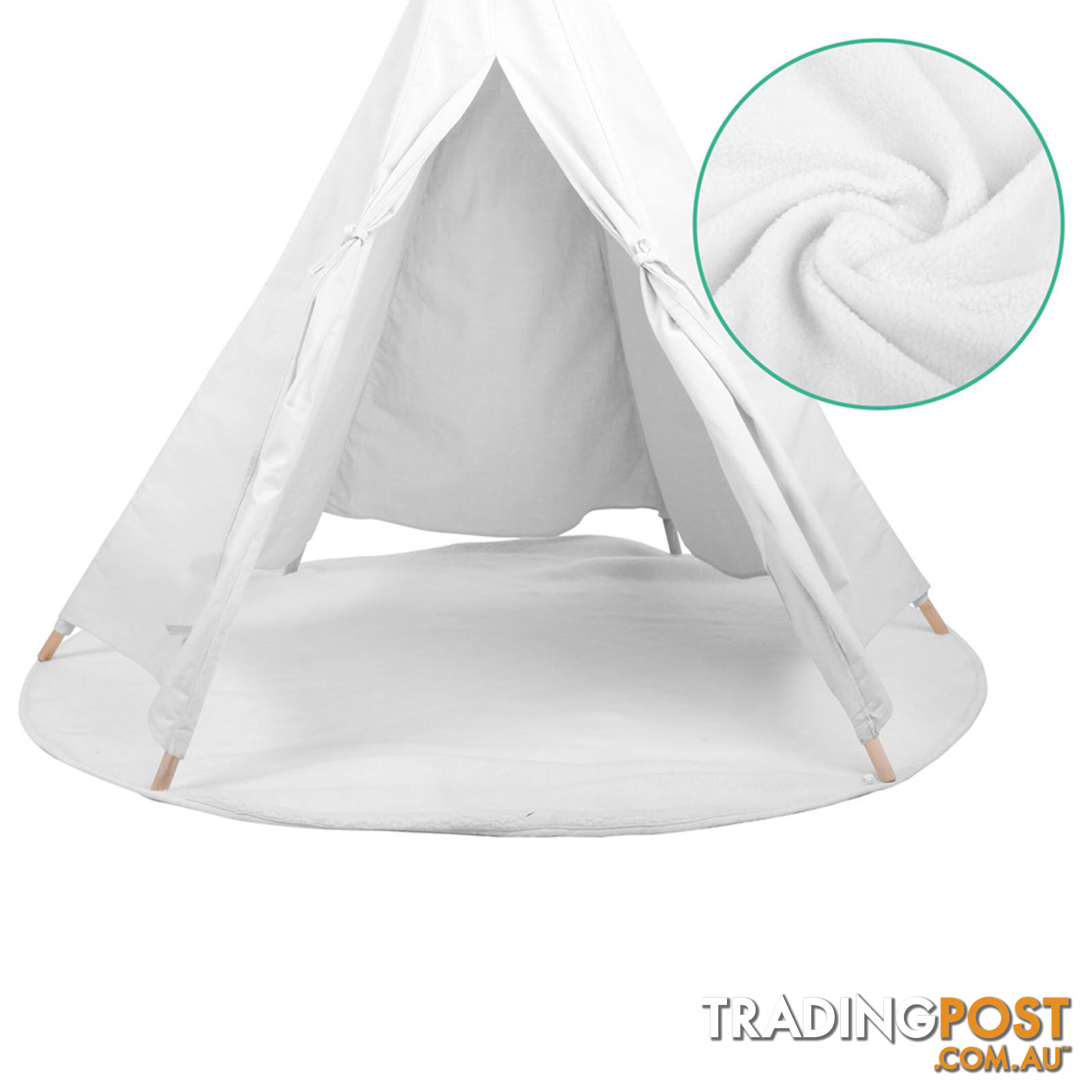 White Kids 6 Pole Teepee Canvas Tent