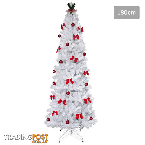 1.8M Christmas Tree with Ornaments - White