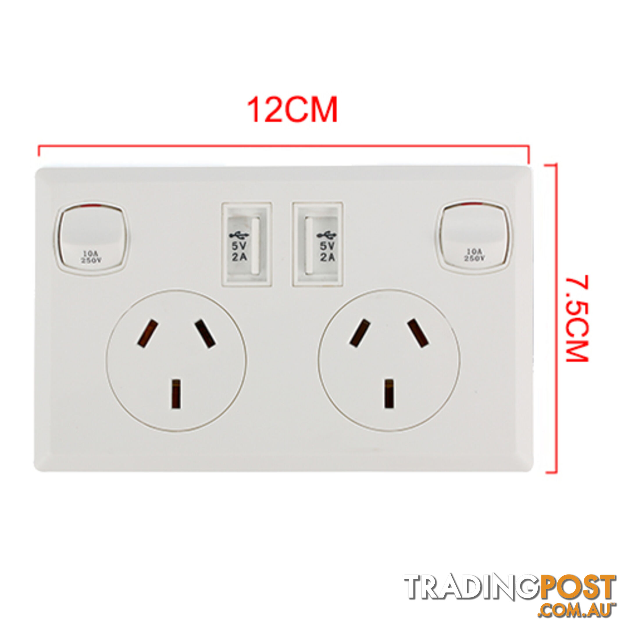 10A Double Australian USB Power Point Power Supply Wall Plug 2 Socket Switch