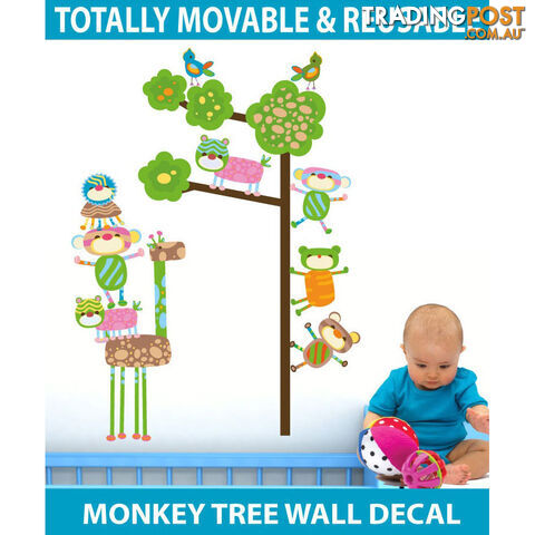 Large Size Funky Monkeys in a Tree Wall Stickers  - Totally movable