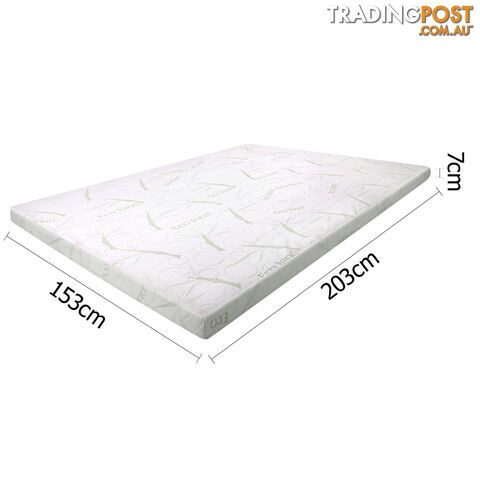 Memory Foam Mattress Topper w/ Bamboo Fabric Cover 7cm Queen