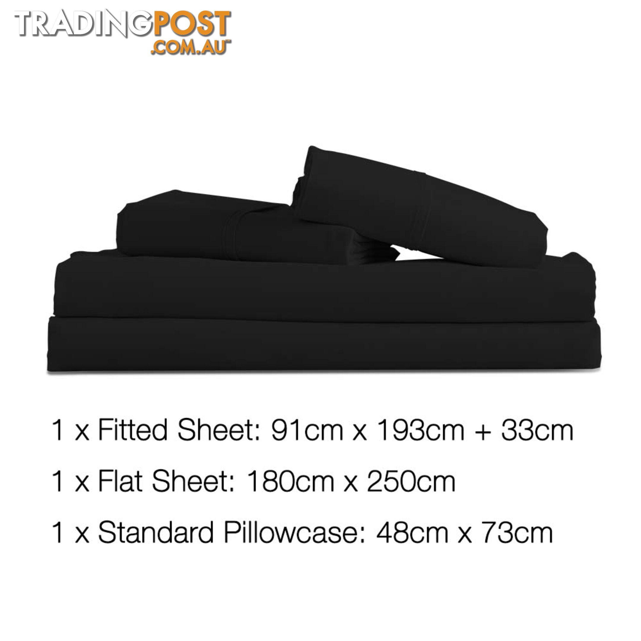 3 Piece Microfibre Sheet Set Single _ÑÐ Black