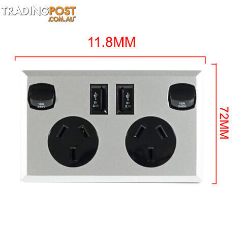 10A Double Australian USB Power Point Supply 2 Socket Switch Wall Plug Black - photo 3 of 3