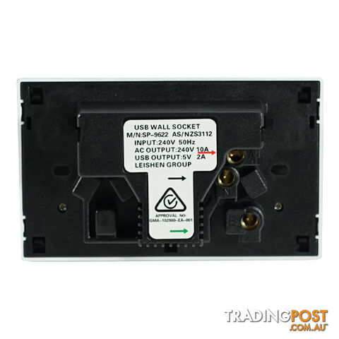 10A Double Australian USB Power Point Supply 2 Socket Switch Wall Plug Black - photo 2 of 3