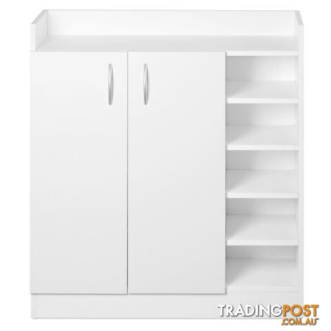 2 Doors Shoe Cabinet Storage Cupboard White