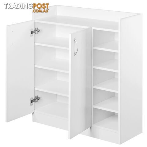 2 Doors Shoe Cabinet Storage Cupboard White