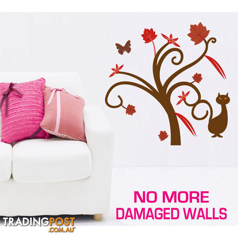 Large Size Gorgeous Tree and Cat Wall Stickers - Totally Movable
