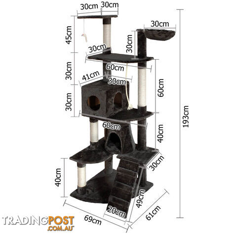 Cat Scratching Poles Post Furniture Tree 193cm Dark Grey