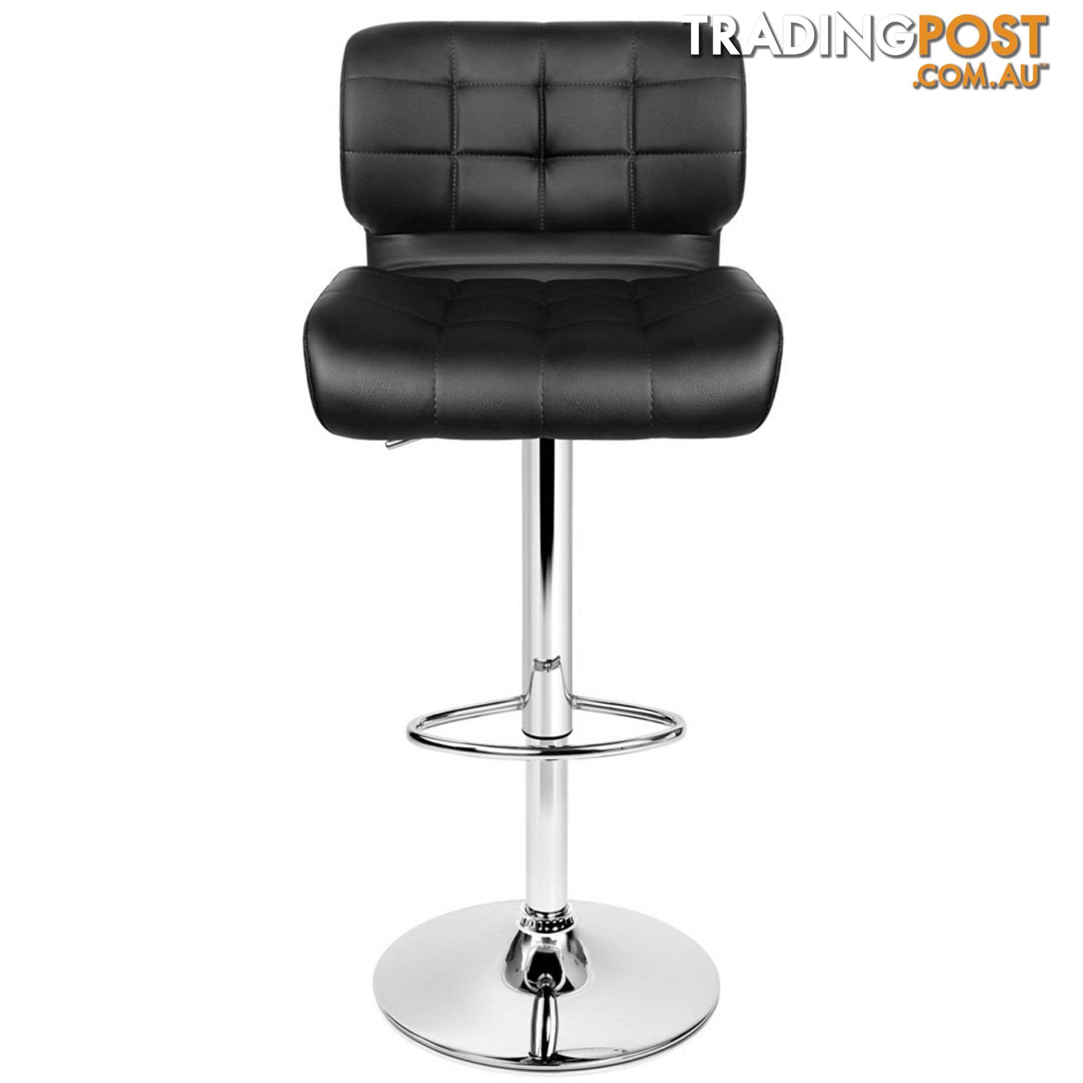 Set of 2 Leather Bar Stools - Black