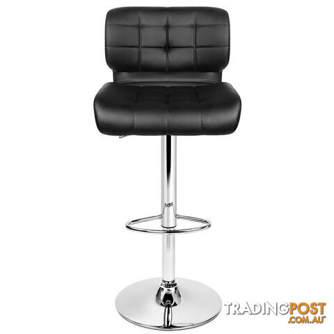 Set of 2 Leather Bar Stools - Black