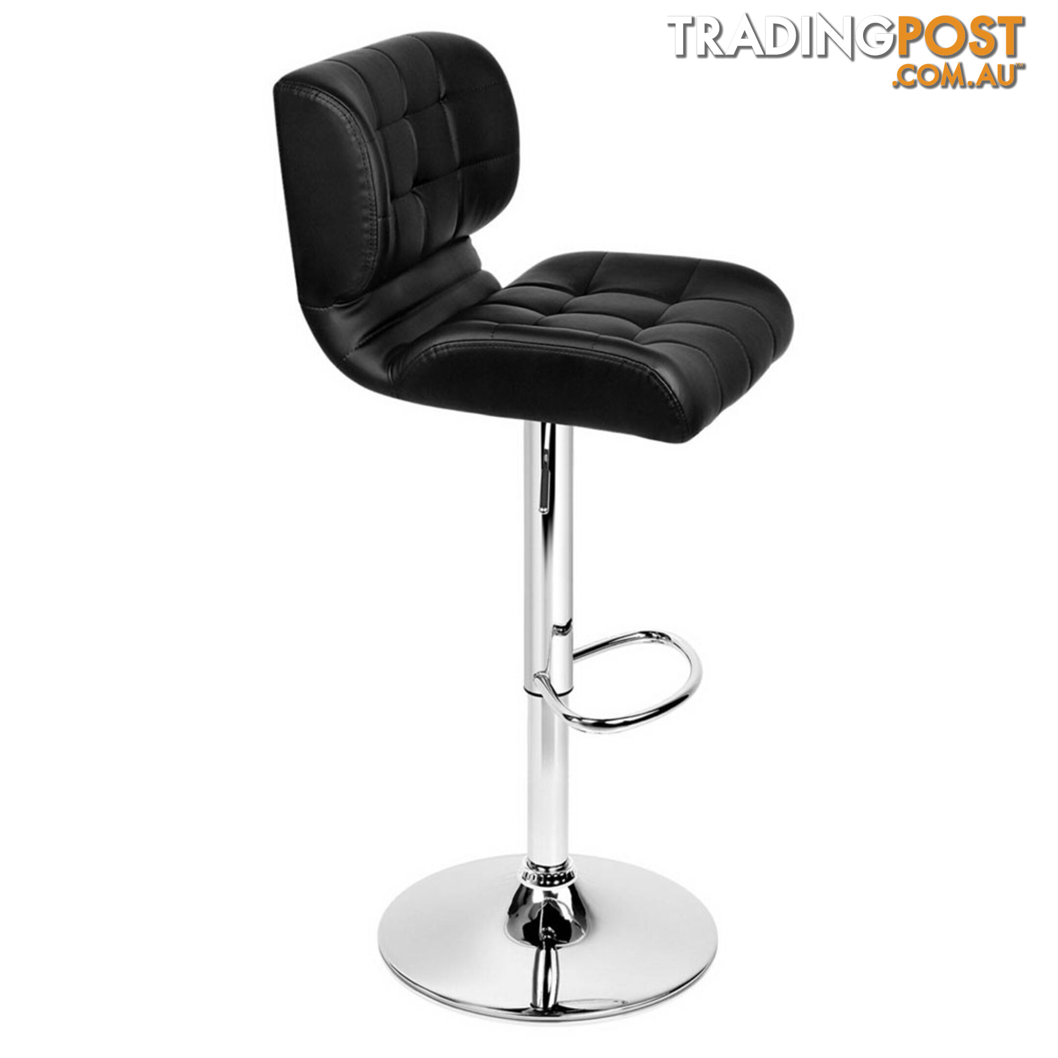 Set of 2 Leather Bar Stools - Black