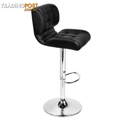 Set of 2 Leather Bar Stools - Black