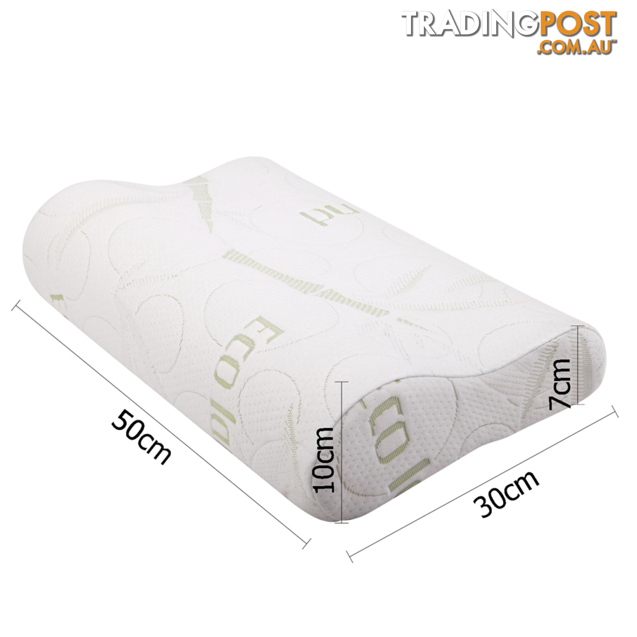 Set of 2 Bamboo Fabric Cover Contour Memory Foam Pillow 50 x 30 cm