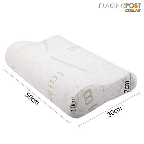 Set of 2 Bamboo Fabric Cover Contour Memory Foam Pillow 50 x 30 cm