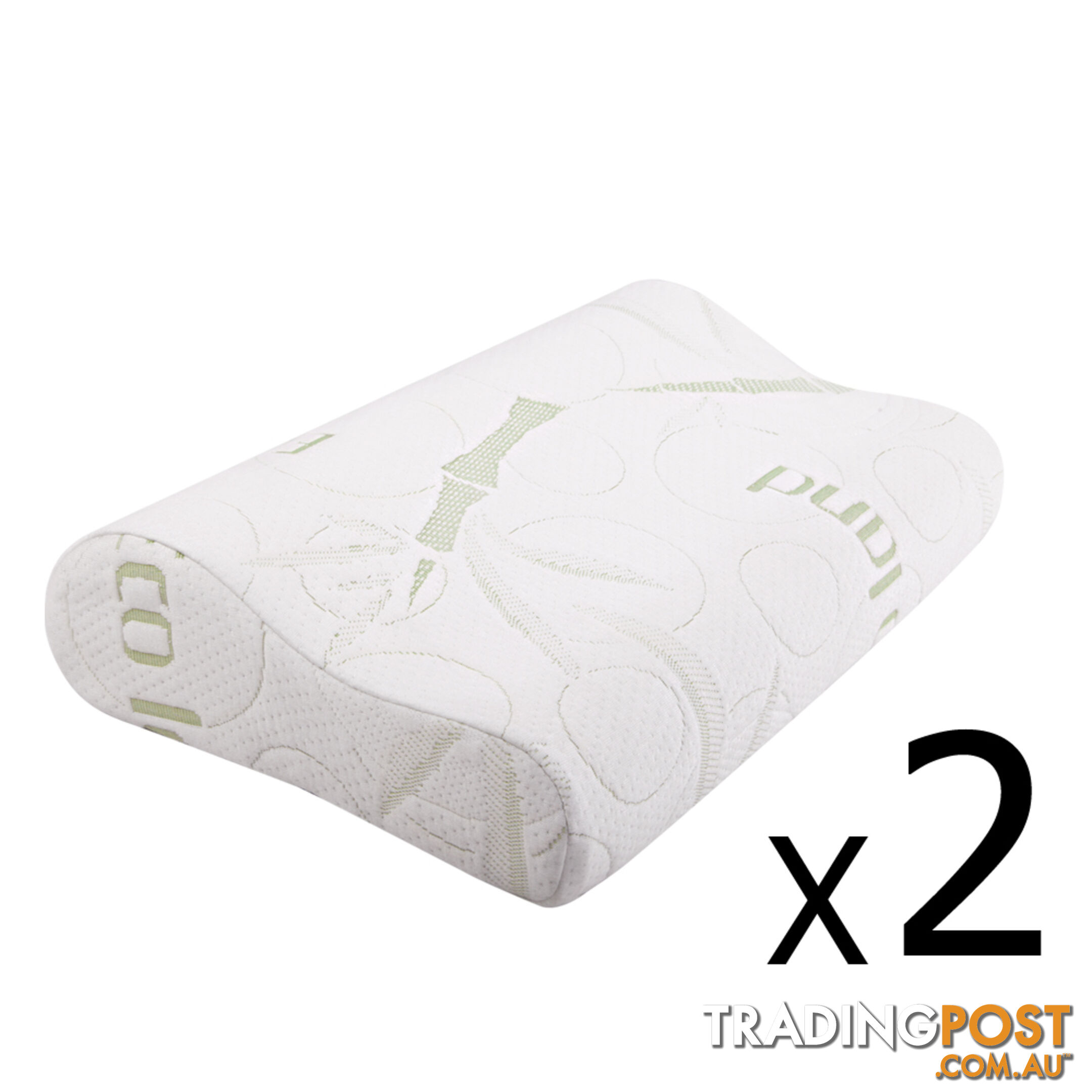 Set of 2 Bamboo Fabric Cover Contour Memory Foam Pillow 50 x 30 cm